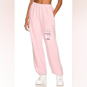 BOYS LIE Sweatpants NO SMOKE WITHOUT FIRE Size S 100% Cotton Baby Pink
